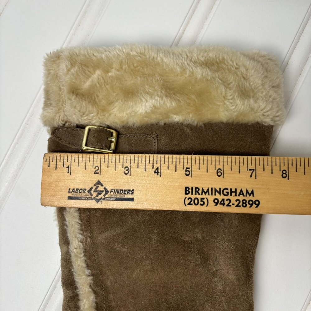 Guess Boots By Marciano Jefter Faux suede fur y2k wedge 10M side zip gold hardwe - Picture 7 of 11